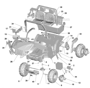 Page A Diagram and Parts List for P8814  Power Wheels Ride-On Cars